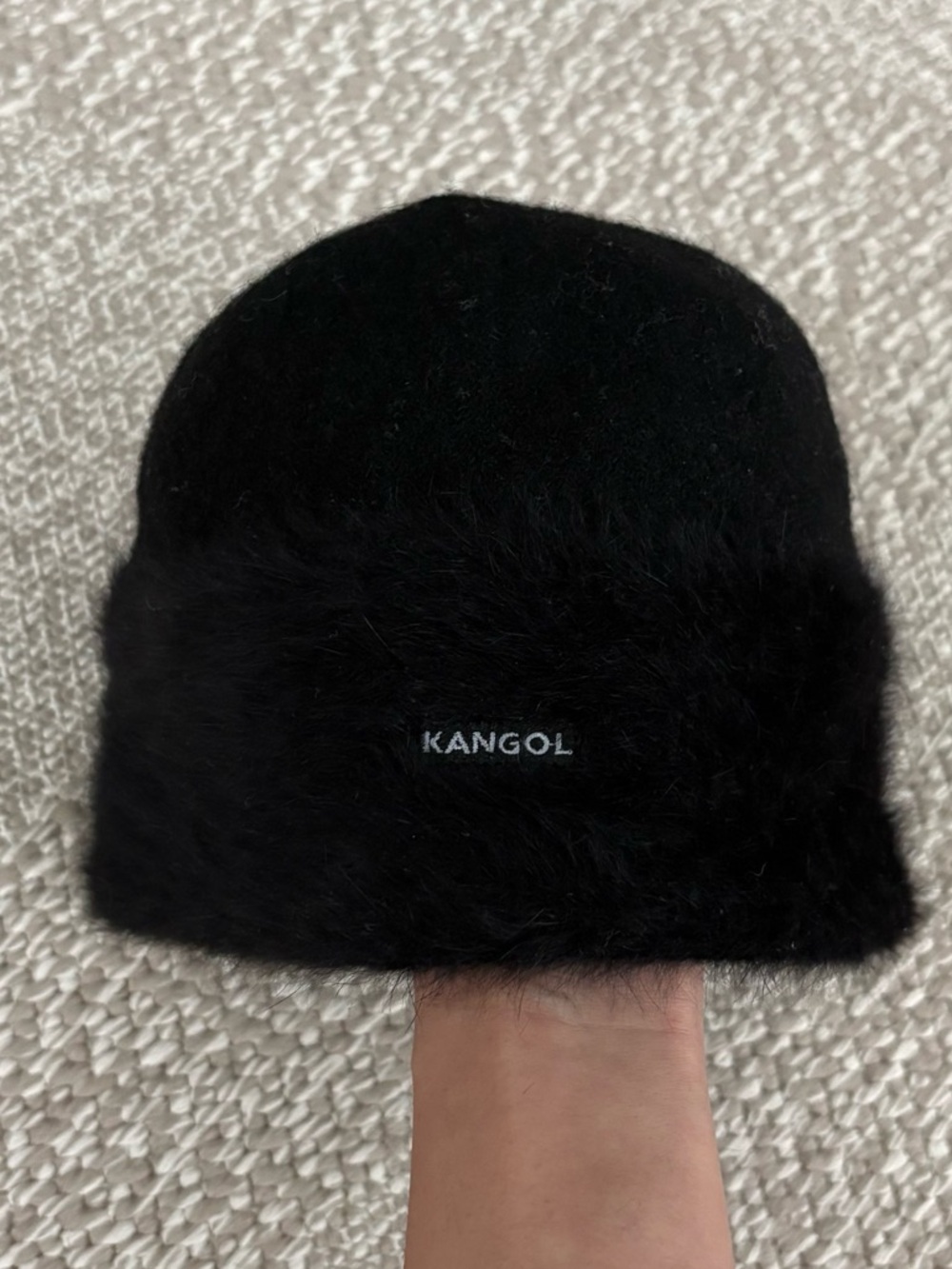 Vintage 90s/00s KANGOL Furgora Cuff Pull-On Angora Wool Beanie Y2K Black Hat
